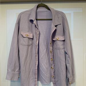 Women's Lavender Button-Front Shirt Jacket